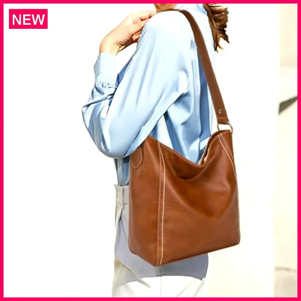 Luxury Vegan Leather Hobo Shoulder Bag, 13x11x4.7 Inches, Everyday Purse - Picture 3 of 8